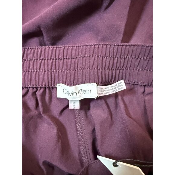 Calvin Klein Pants Womens Medium Purple Pleated Crop Wide Leg High Rise Pull On - Picture 4 of 6